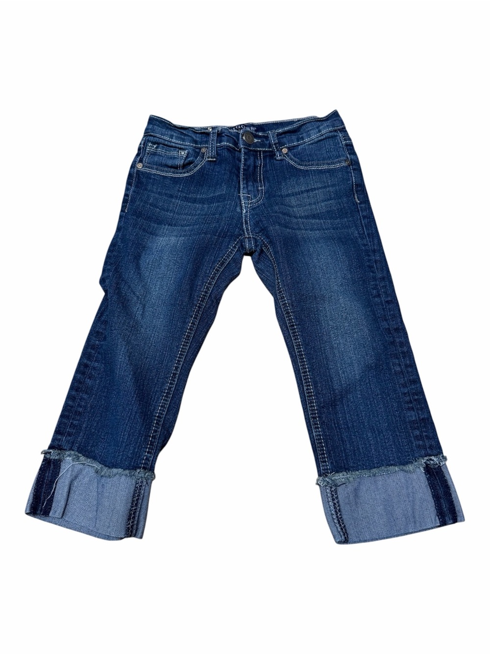Vigoss Girls Size 10 Butterfly Pocket Cuffed Capri Jeans Stretch Denim